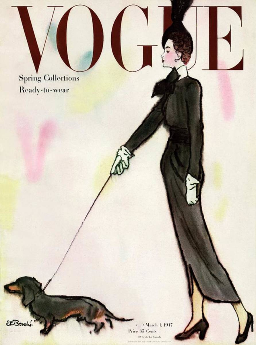 Vogue Cover Featuring A Woman Walking A Dog - Poster | Canvas Wall Art Print