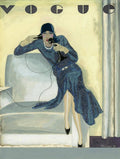Vogue Cover Illustration Featuring Woman Talking - Poster | Canvas Wall Art Print