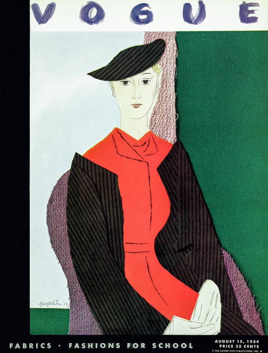 Vogue Cover Illustration Of A Blond Woman In Red - Poster | Canvas Wall Art Print
