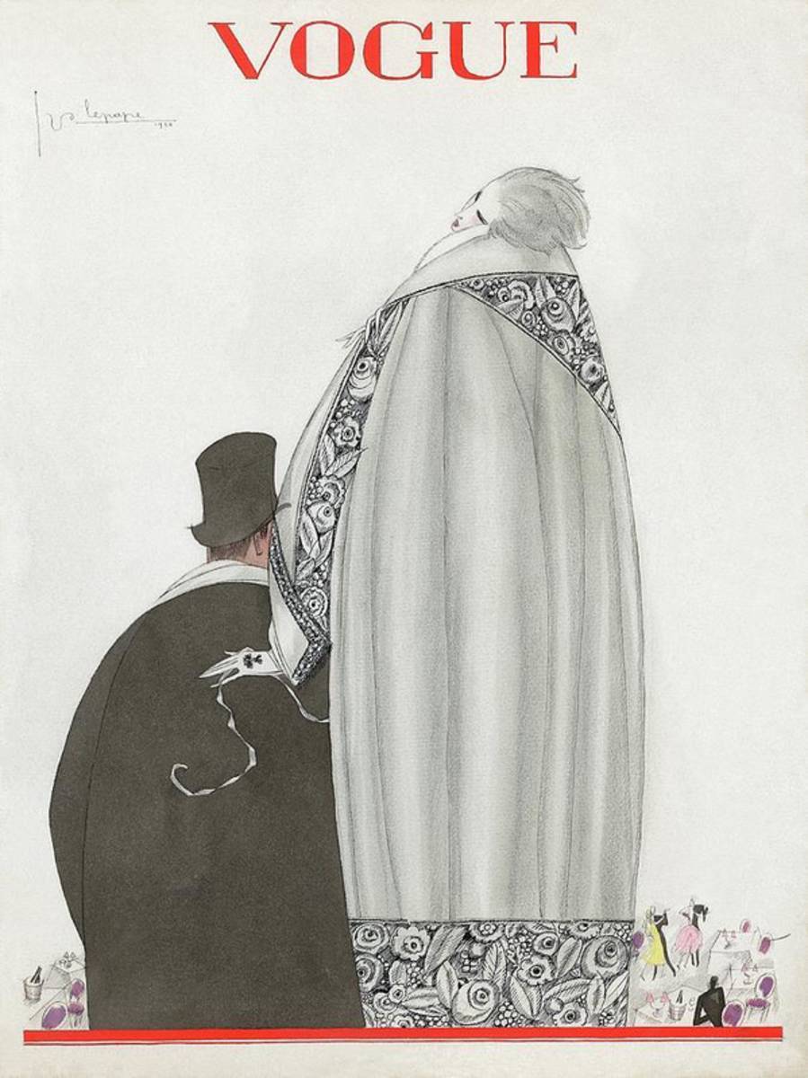 Vogue Cover Illustration Of A Couple Entering - Poster | Canvas Wall Art Print