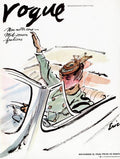 Vogue Cover Illustration Of A Woman Driving A Car - Poster | Canvas Wall Art Print