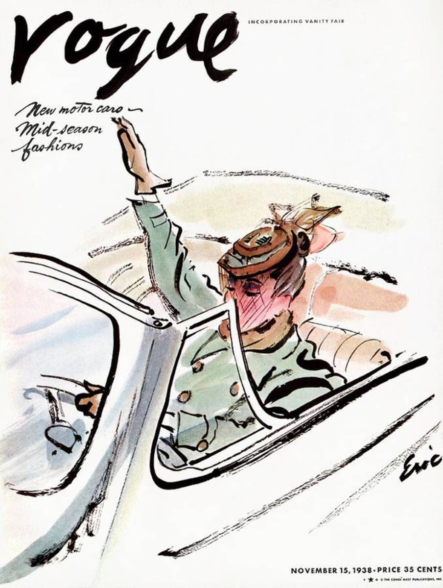 Vogue Cover Illustration Of A Woman Driving A Car - Poster | Canvas Wall Art Print