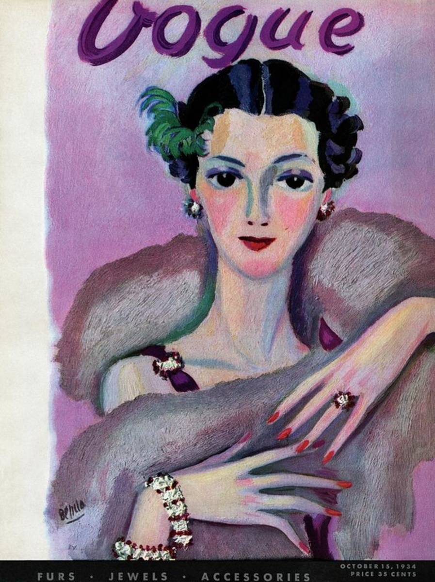 Vogue Cover Illustration Of A Woman In Evening - Poster | Canvas Wall Art Print