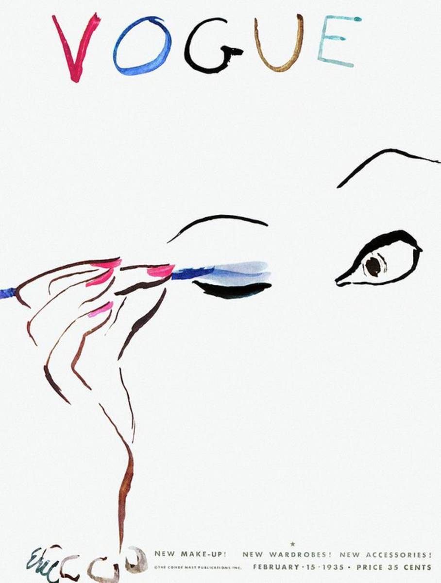 Vogue Cover Illustration Of A Woman Putting - Poster | Canvas Wall Art Print