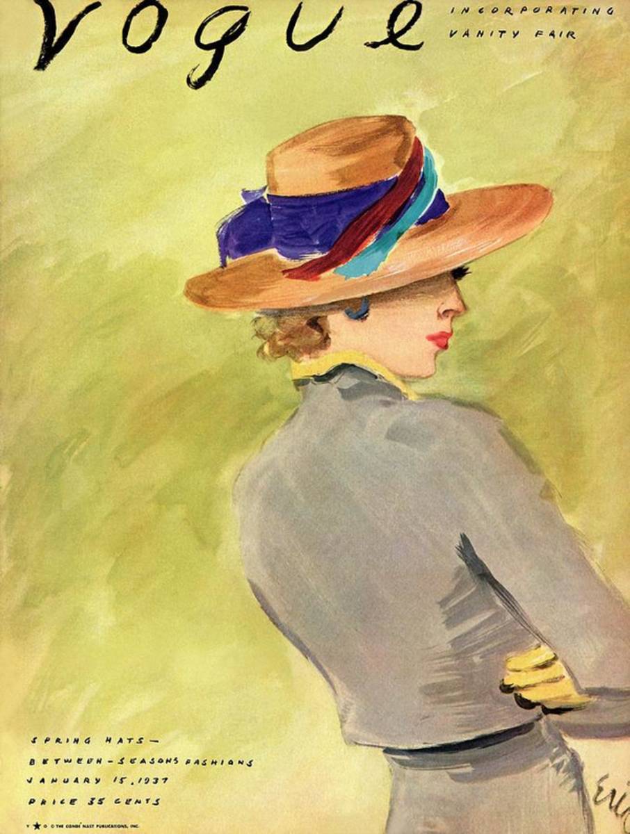 Vogue Cover Illustration Of A Woman Wearing Straw - Poster | Canvas Wall Art Print