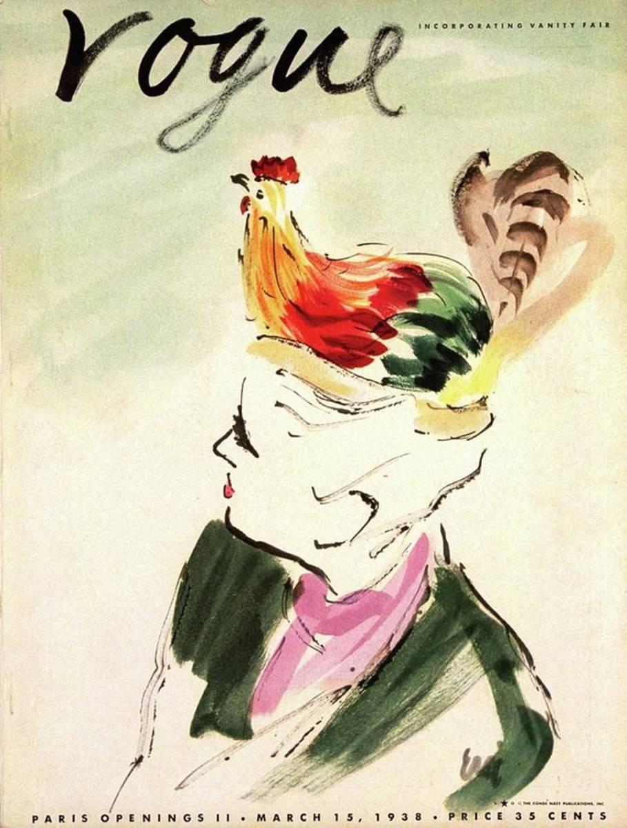 Vogue Cover Illustration Of A Woman With A Hen - Poster | Canvas Wall Art Print