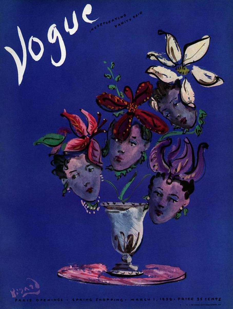 Vogue Cover Illustration Of Four Female Faces - Poster | Canvas Wall Art Print