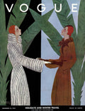 Vogue Cover Illustration Of Two Women Holding - Poster | Canvas Wall Art Print