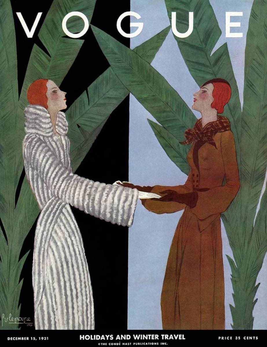 Vogue Cover Illustration Of Two Women Holding - Poster | Canvas Wall Art Print