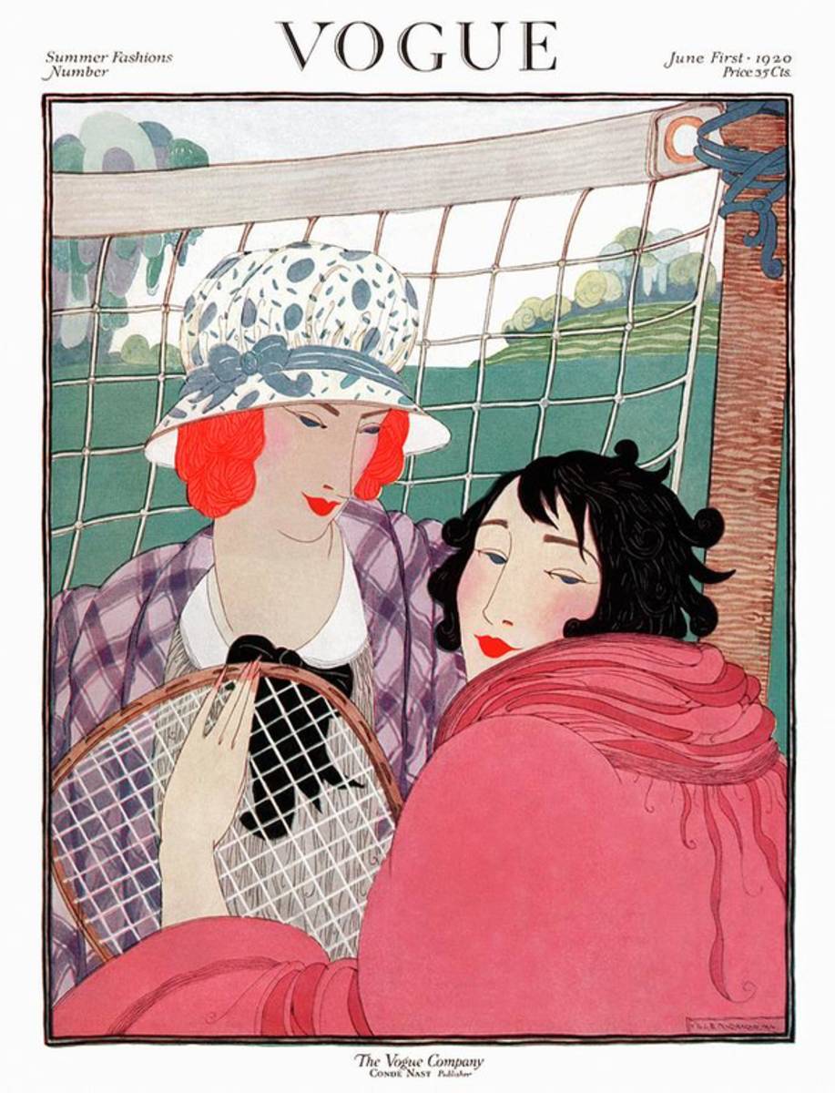 Vogue Cover Illustration Of Two Women In Front - Poster | Canvas Wall Art Print
