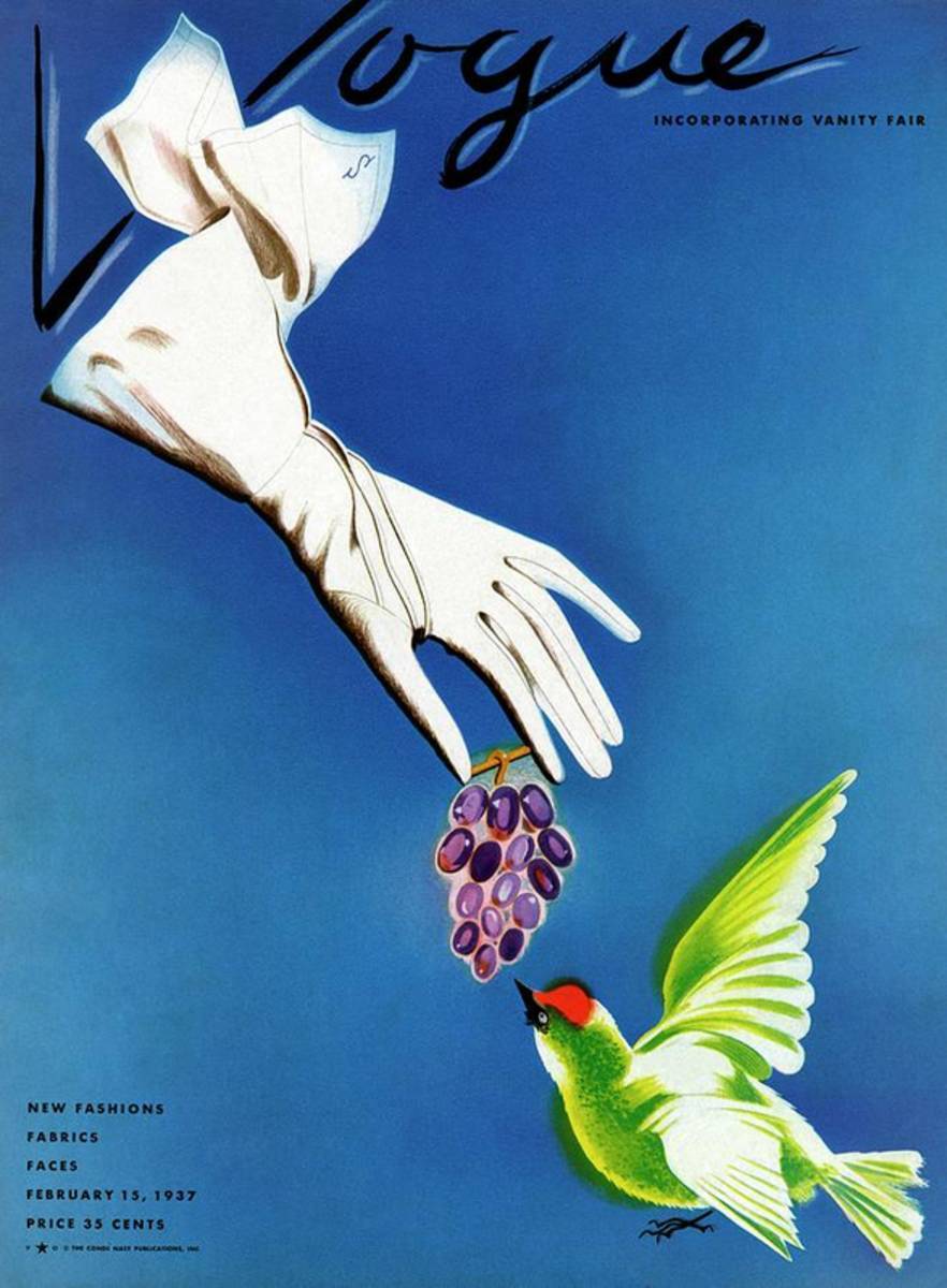 Vogue Cover Illustration Of White Gloves - Poster | Canvas Wall Art Print