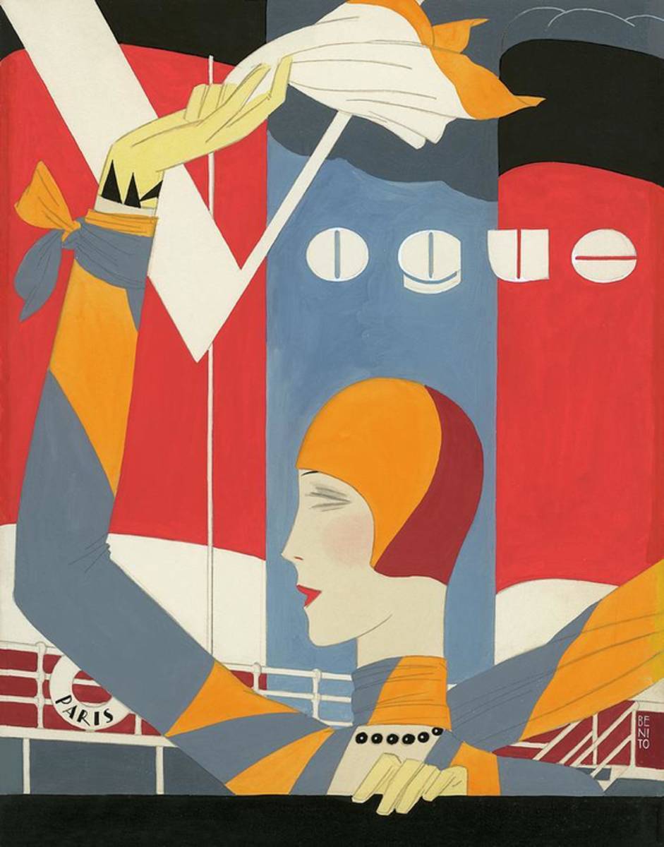Vogue Cover Illustration Of Woman Waving - Poster | Canvas Wall Art Print