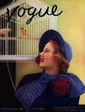 Vogue Cover Of Model Looking At Bird Cage - Poster | Canvas Wall Art Print
