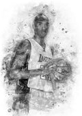 Watercolor Kobe Bryant Black And White - Poster | Canvas Wall Art Print