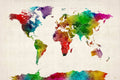 Watercolor Map Of The World Map - Poster | Canvas Wall Art Print