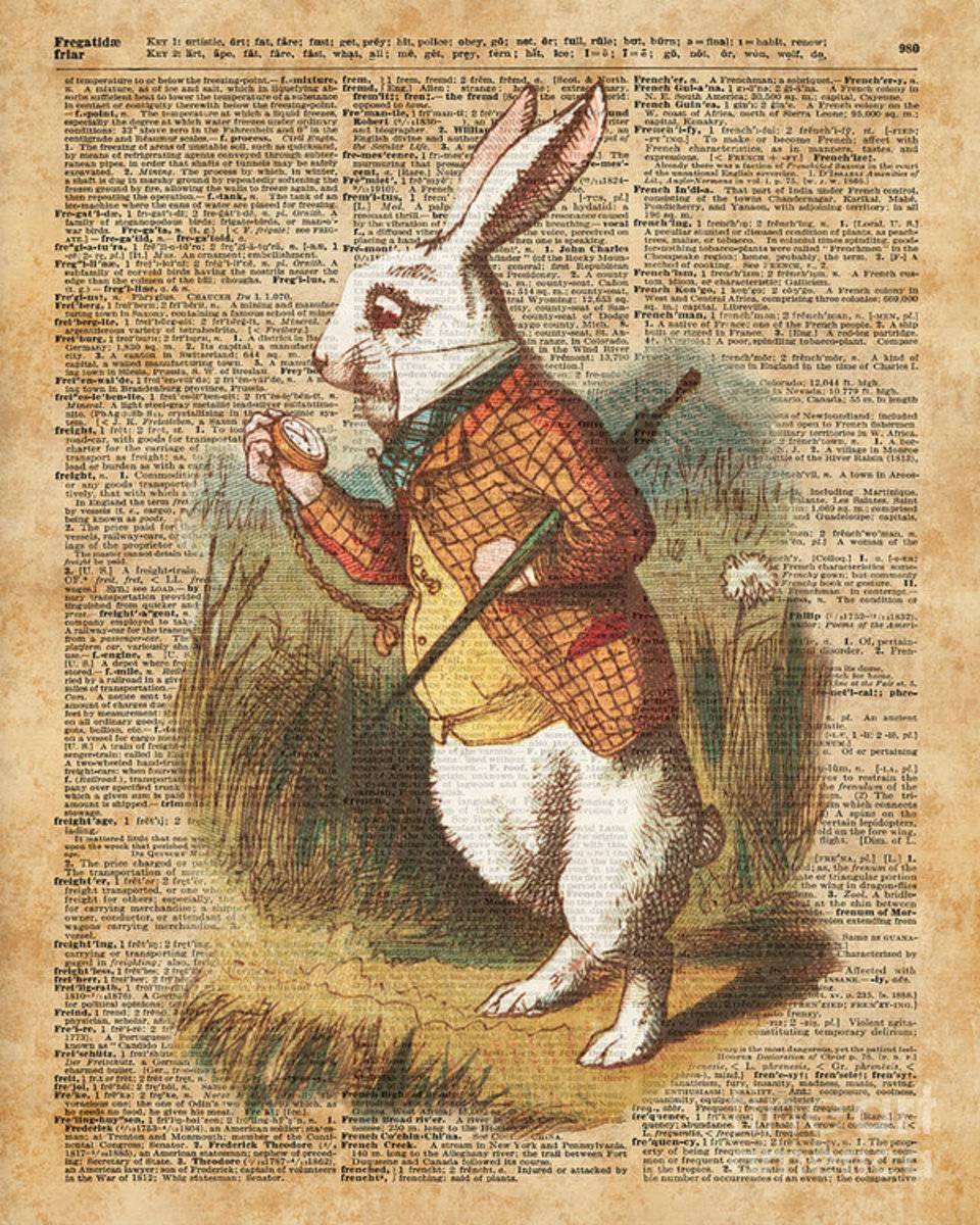 White Rabbit Alice In Wonderland Vintage Art - Poster | Canvas Wall Art Print