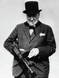 Winston Churchill With Tommy Gun - Poster | Canvas Wall Art Print
