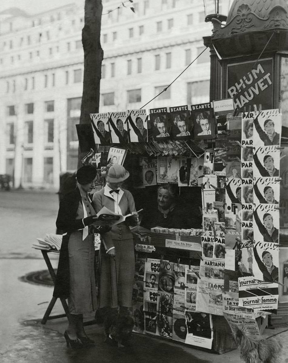 Women At A Newsstand In Paris - Poster | Canvas Wall Art Print
