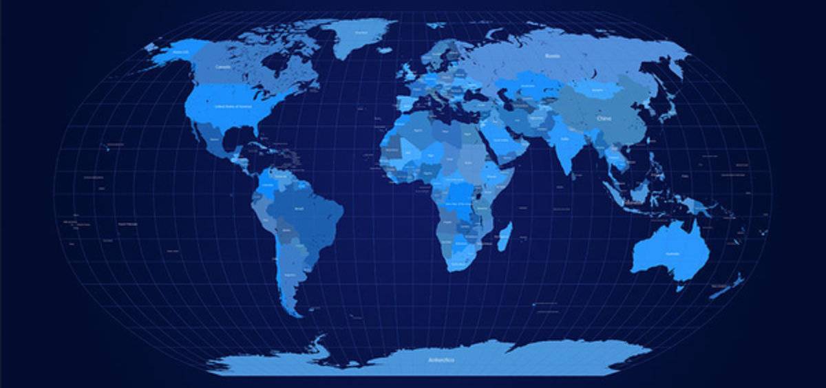World Map In Blue - Poster | Canvas Wall Art Print