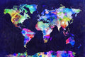 World Map Urban Watercolor - Poster | Canvas Wall Art Print