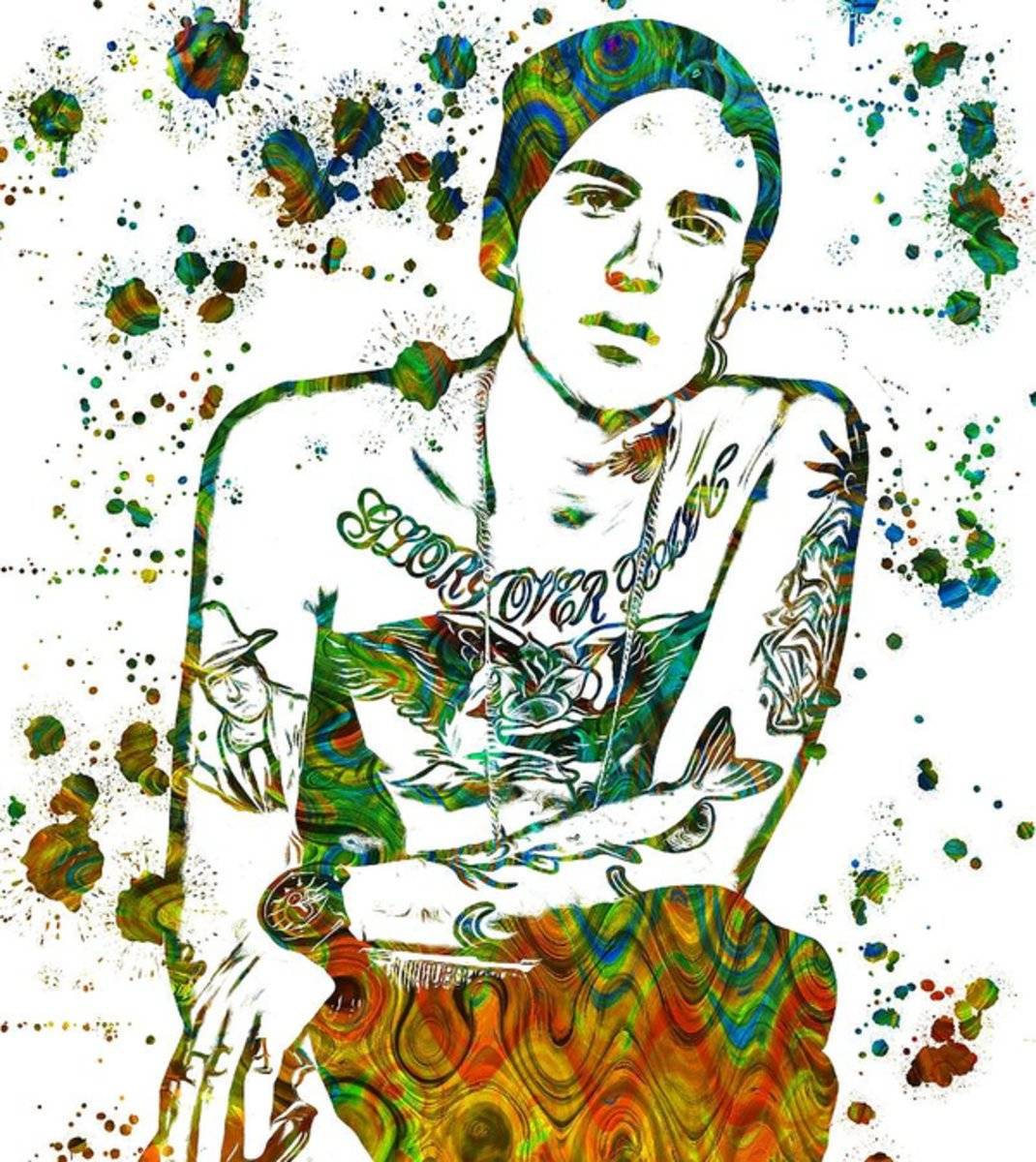 Yelawolf Paint Splatter - Rapper - Poster | Canvas Wall Art Print
