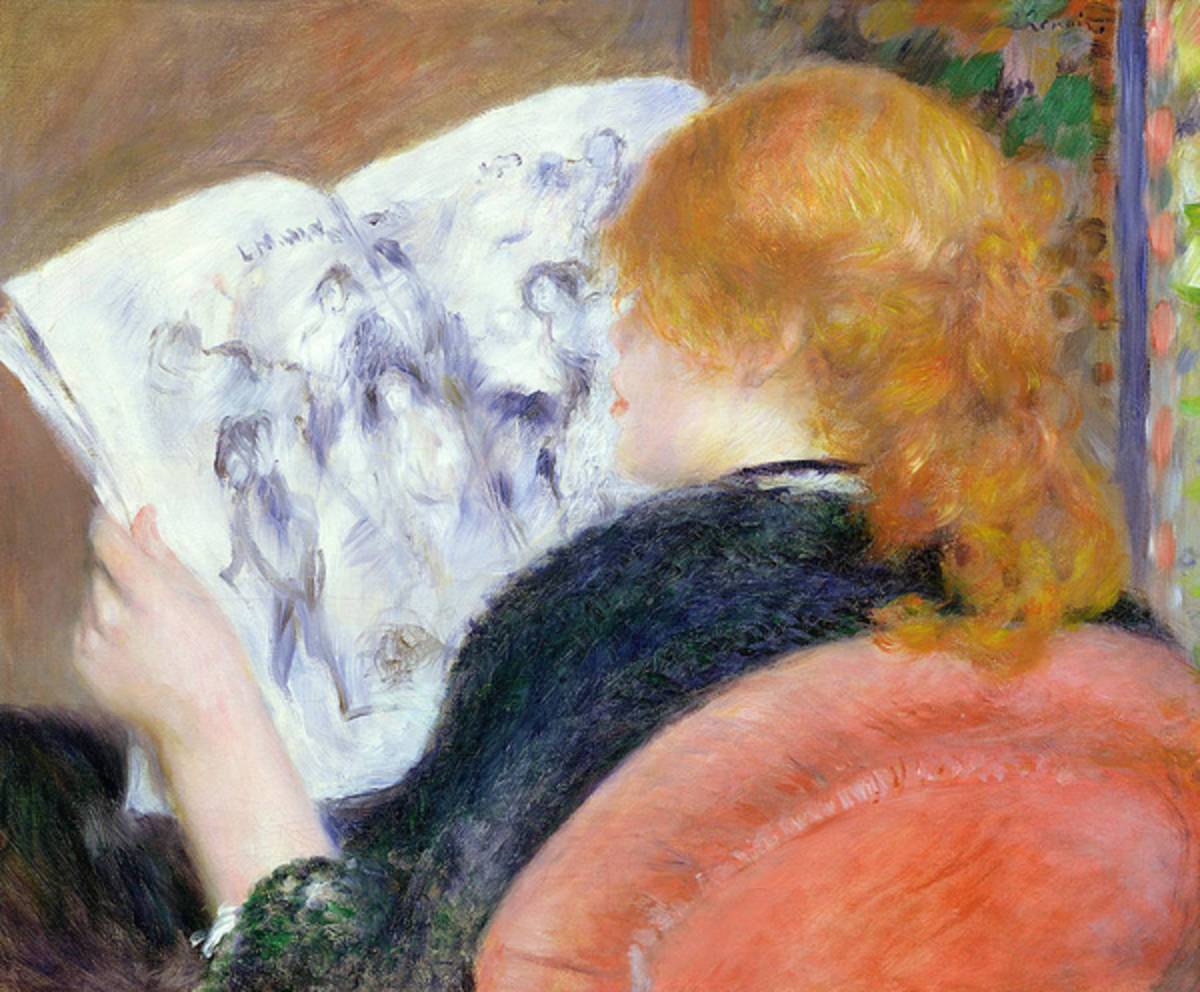 Young Woman Reading An Illustrated Journal - Poster | Canvas Wall Art Print